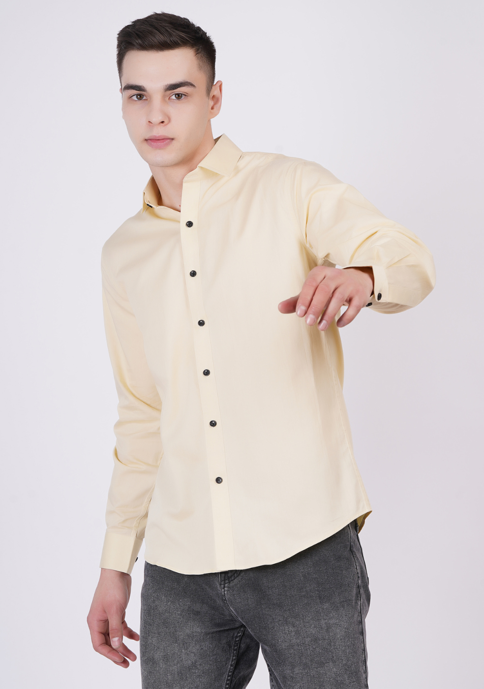 Lemon Formal Shirts For Men Without Pocket