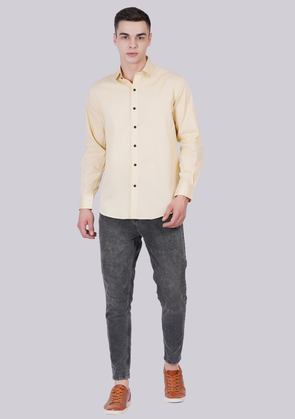 Lemon Formal Shirts For Men Without Pocket