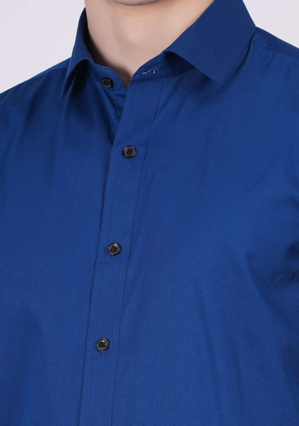 Blue Formal Shirts For Men Without Pocket