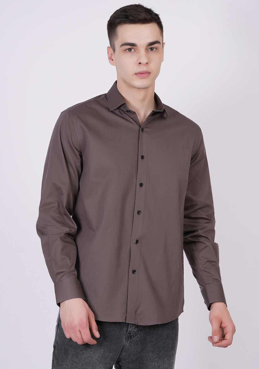 Gray Formal Shirts For Men Without Pocket