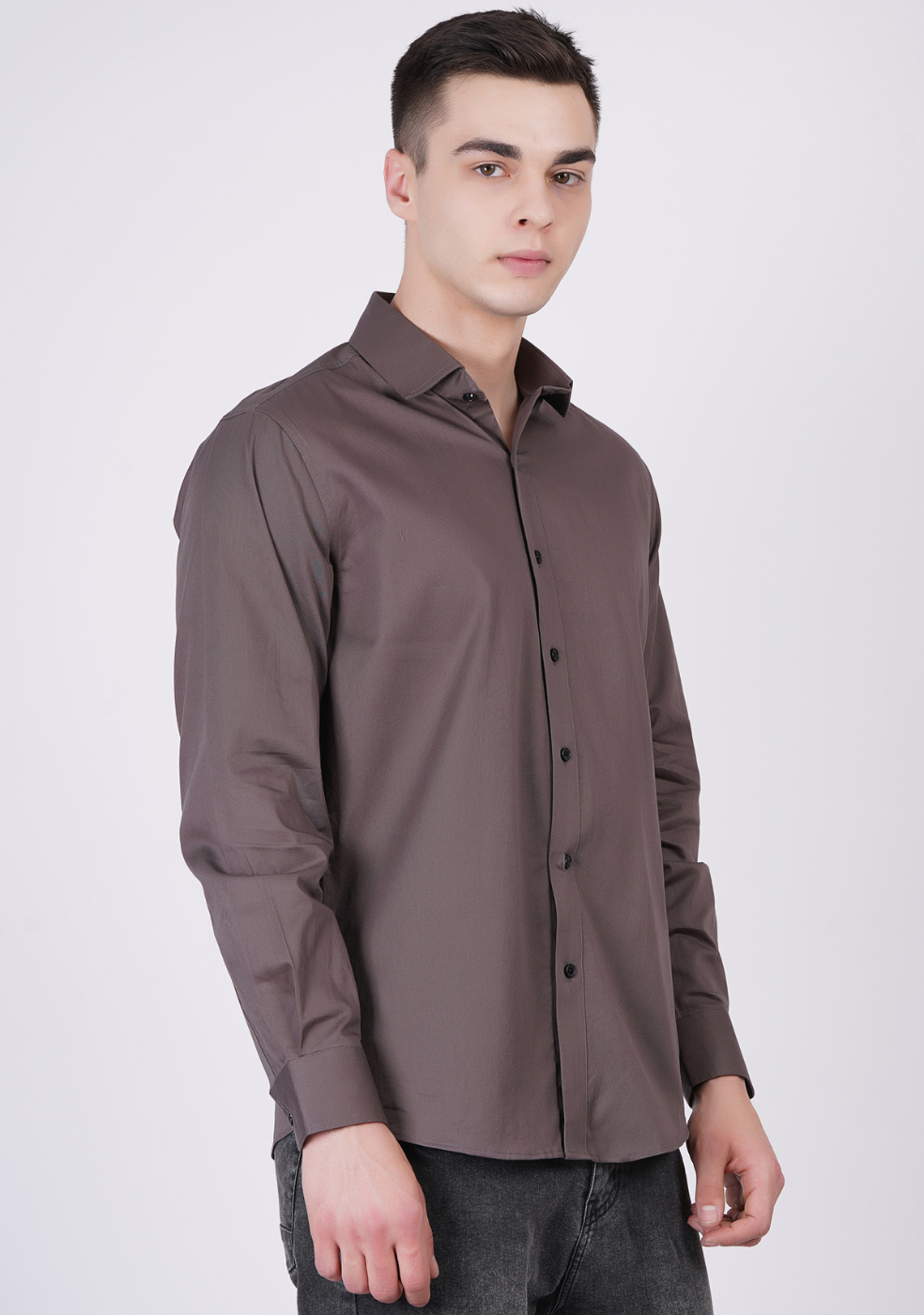 Gray Formal Shirts For Men Without Pocket