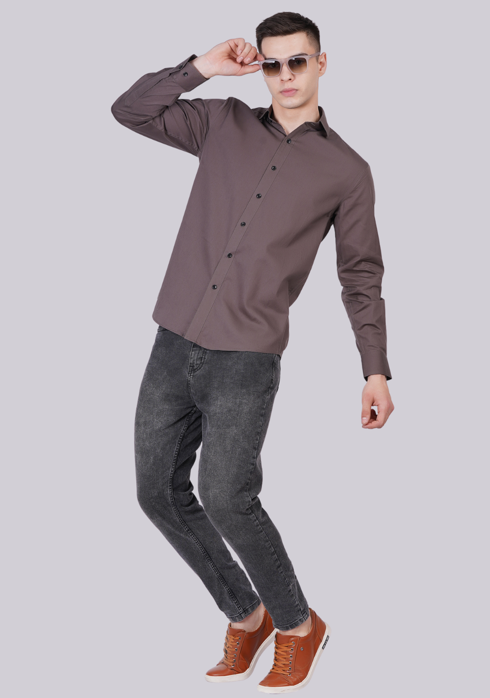 Gray Formal Shirts For Men Without Pocket