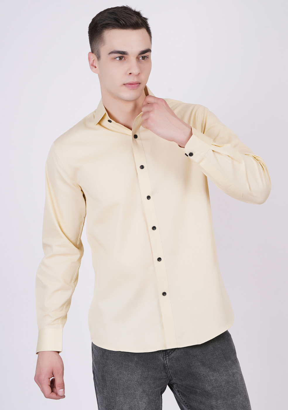 Lemon Formal Shirts For Men Without Pocket