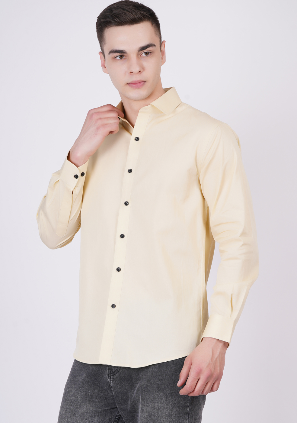 Lemon Formal Shirts For Men Without Pocket