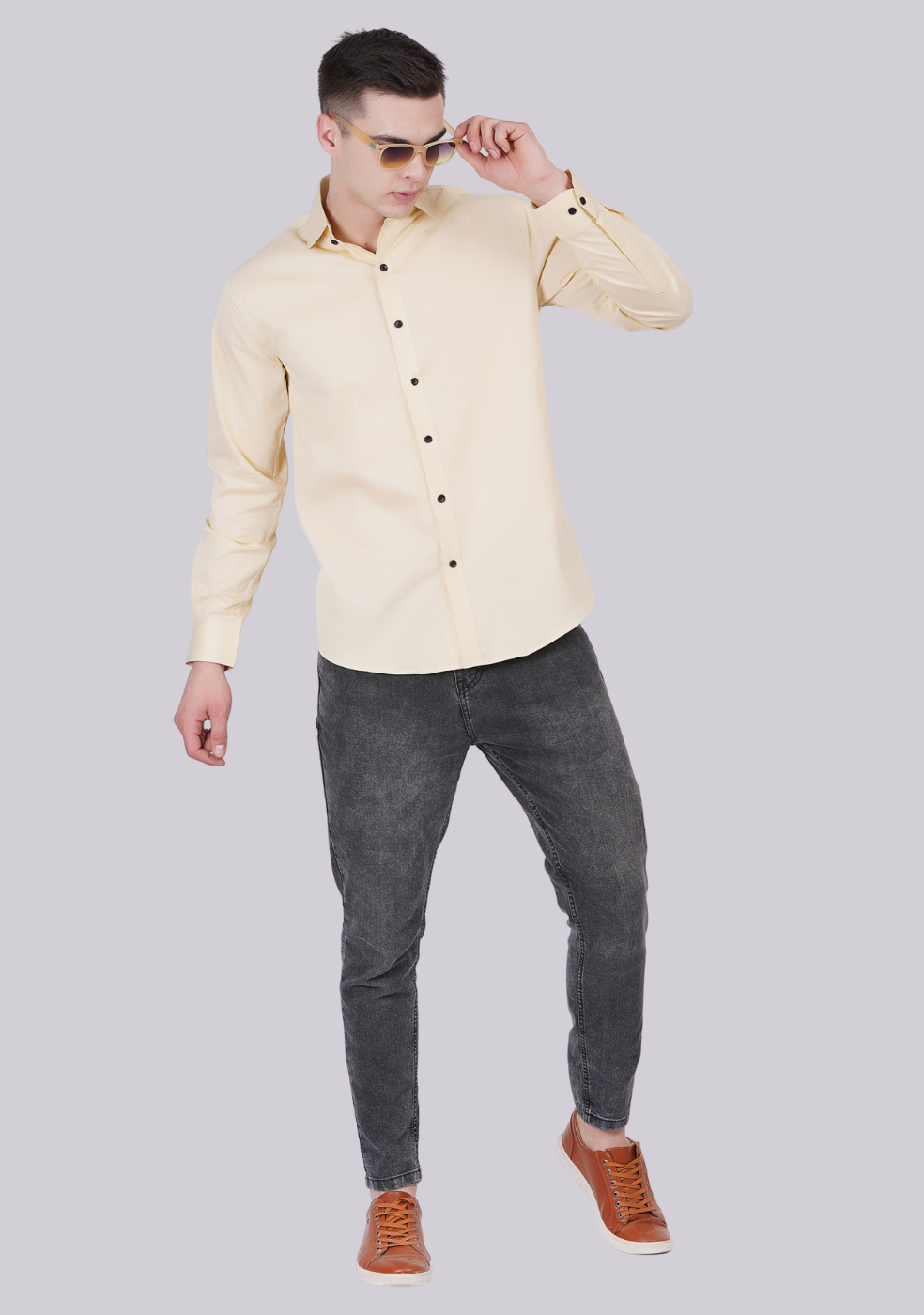 Lemon Formal Shirts For Men Without Pocket