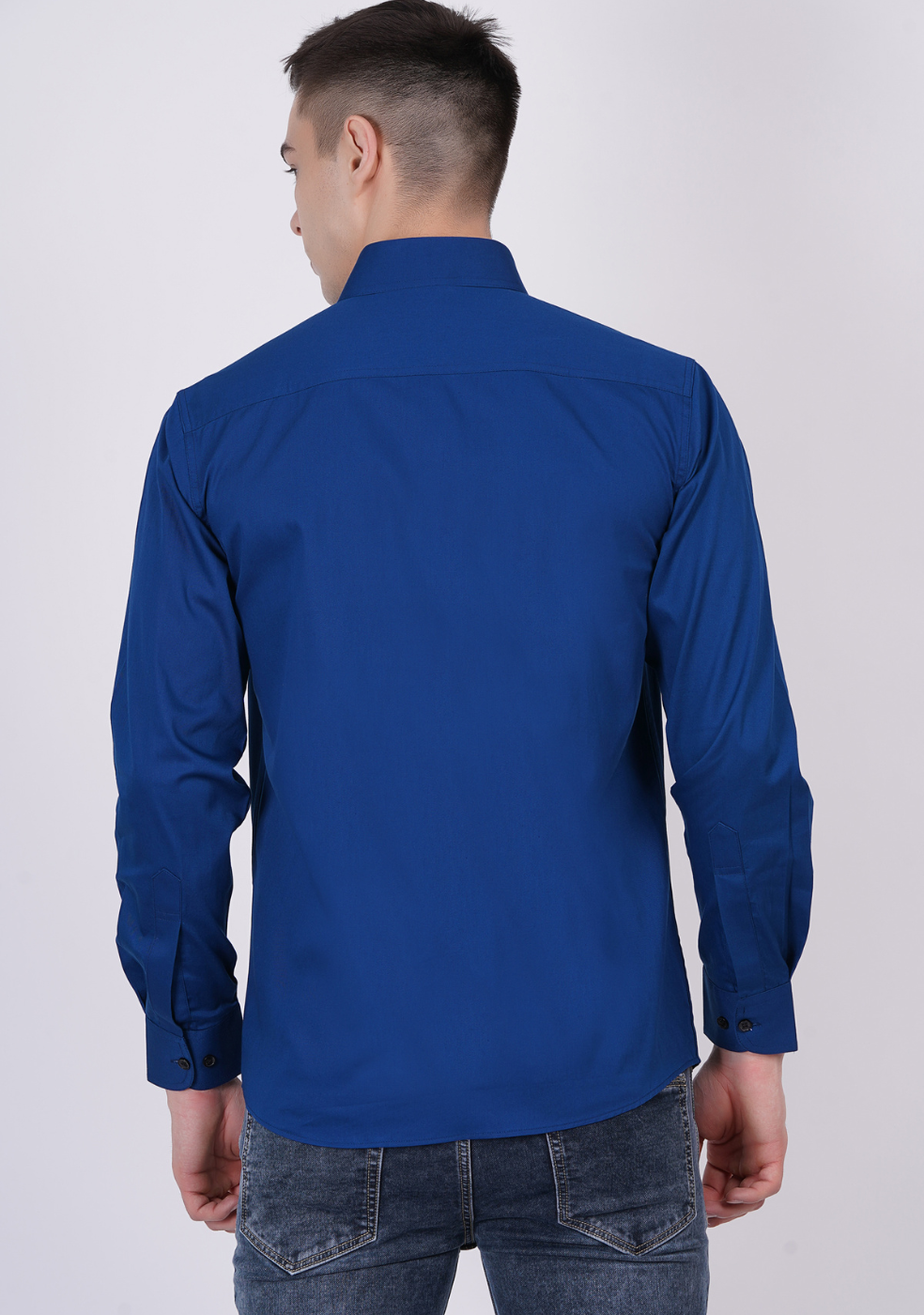 Blue Formal Shirts For Men Without Pocket