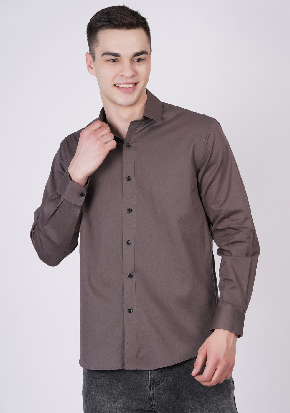 Gray Formal Shirts For Men Without Pocket