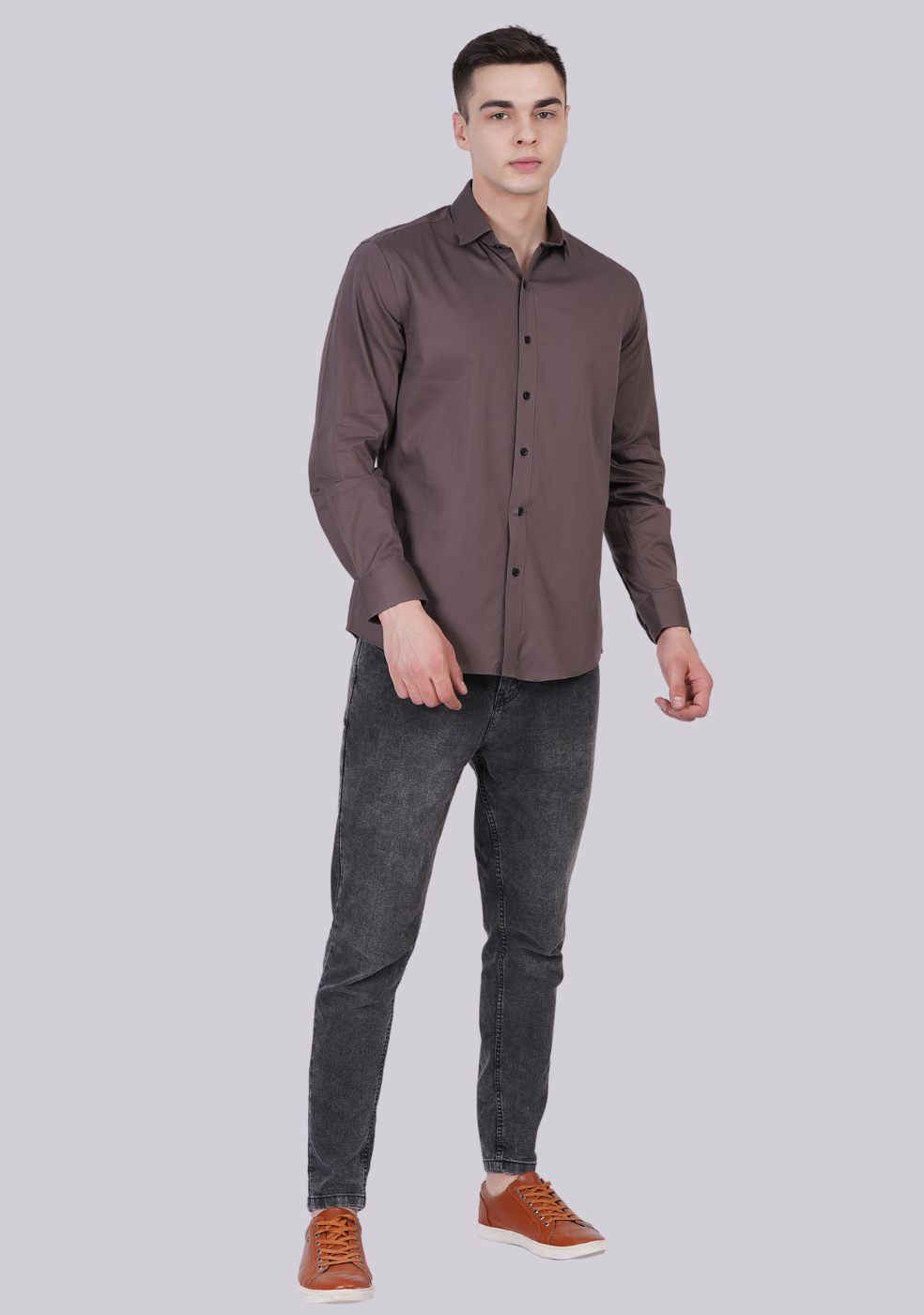 Gray Formal Shirts For Men Without Pocket
