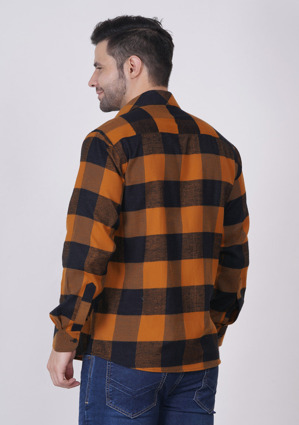 Light-Brown Checked Shirts For Men - ASHTOM