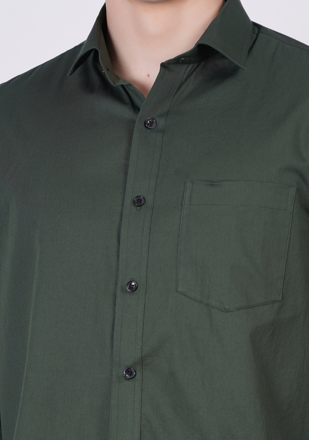 Green Formal Shirts For Men With Single Pocket
