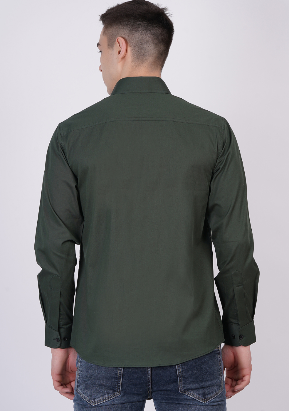 Green Formal Shirts For Men With Single Pocket