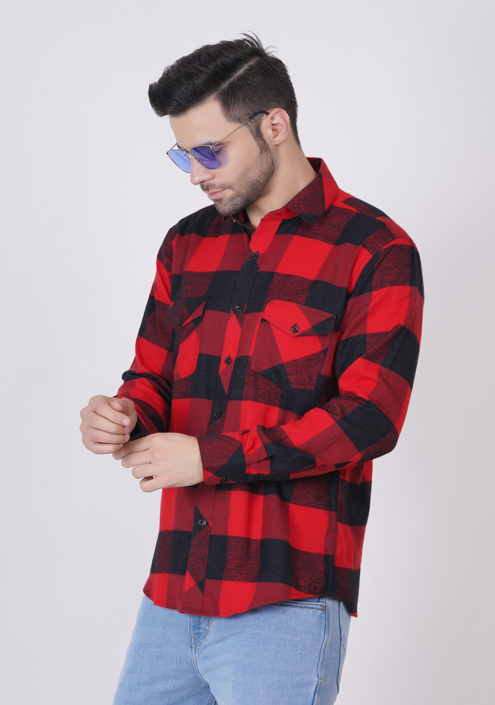 Red Checked Shirts For Men - ASHTOM