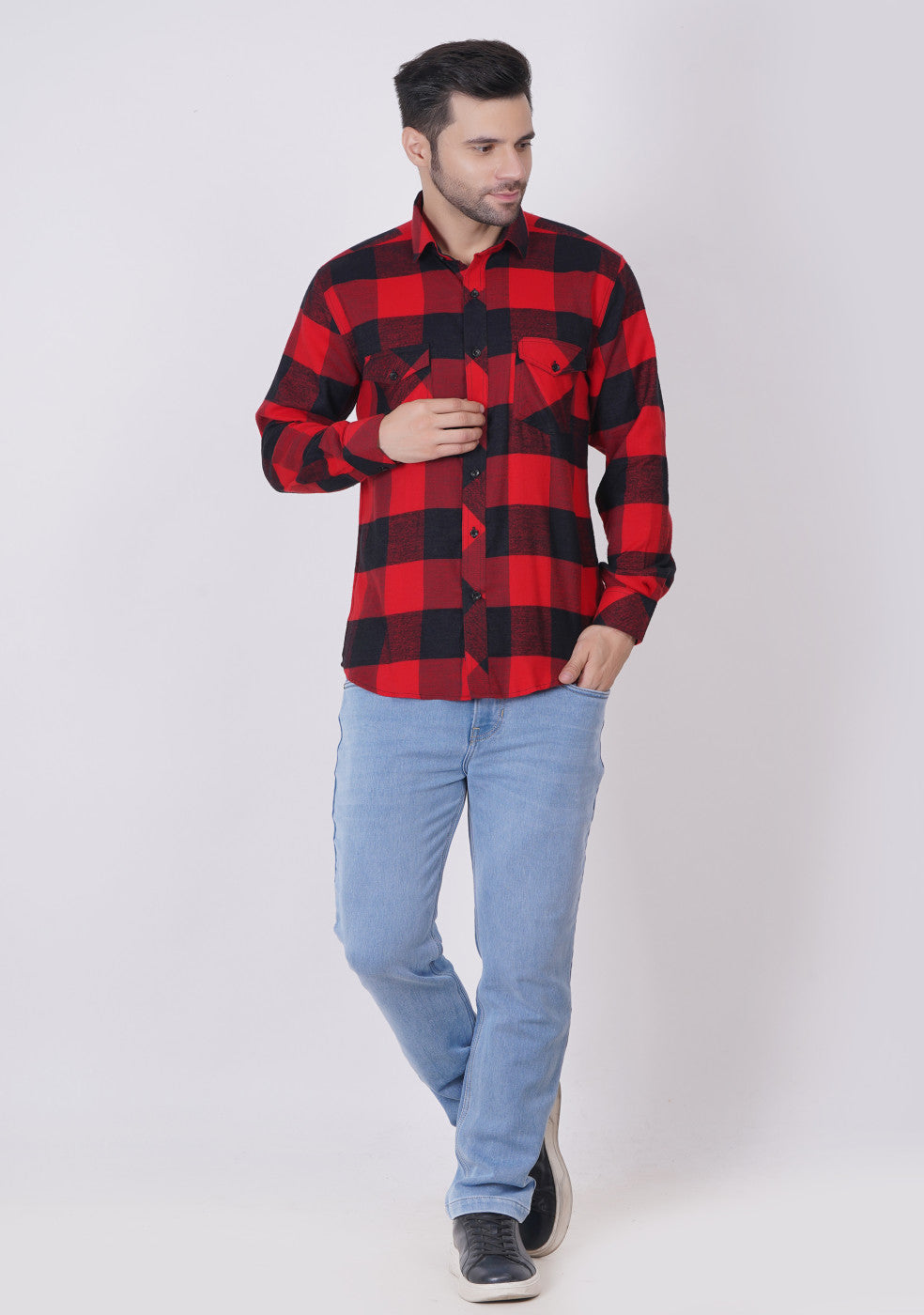Red Checked Shirts For Men - ASHTOM
