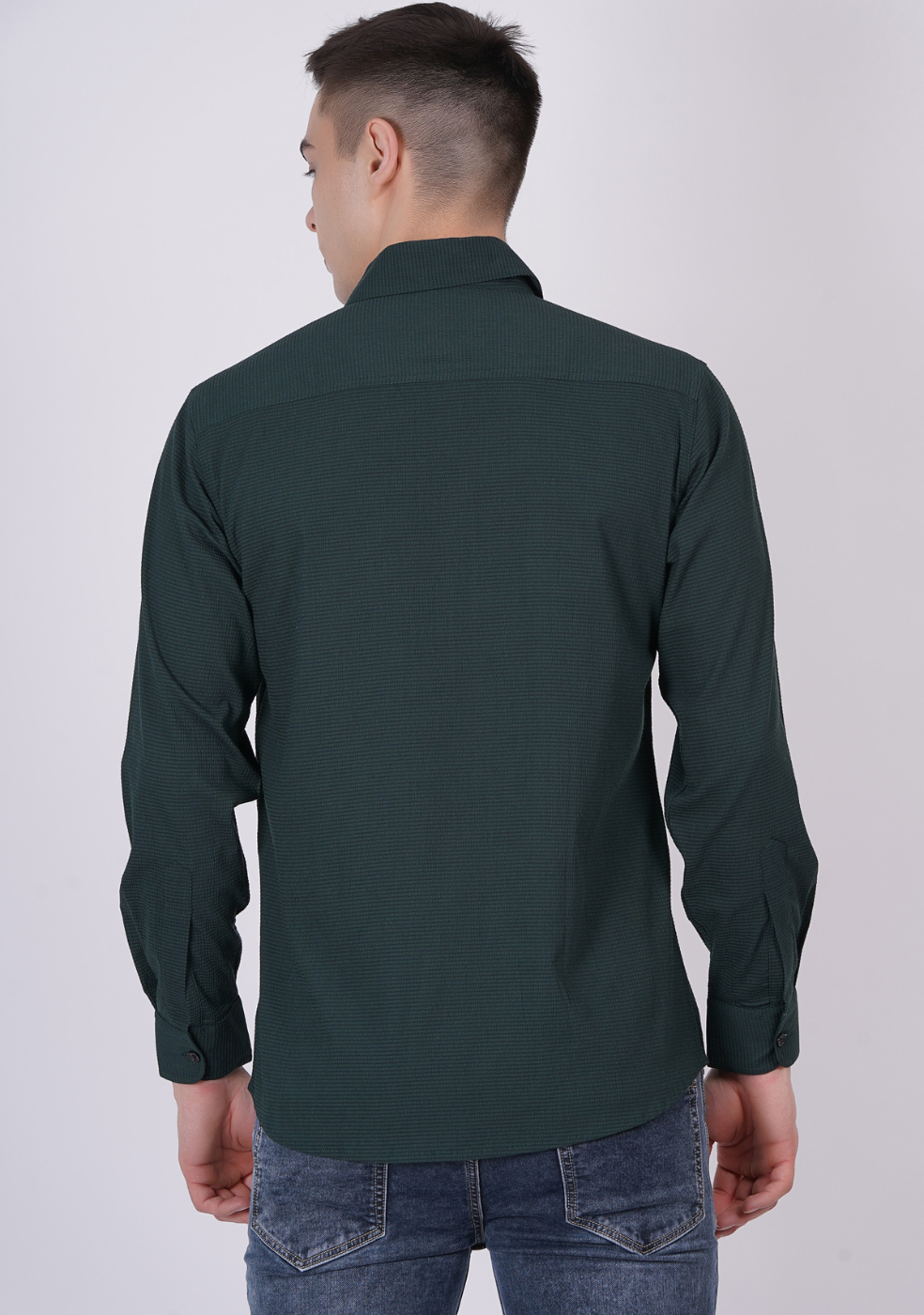 Men Double Pocket Popcorn Premium Green shirts