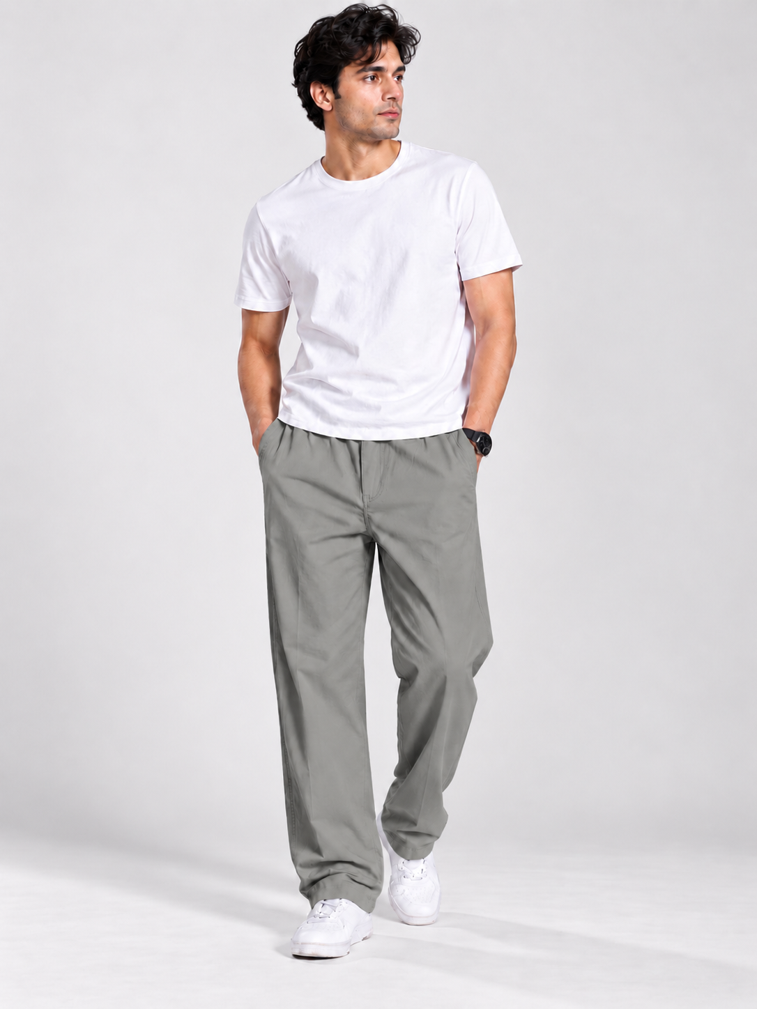 Premium Classic Cotton Trousers - L GRAY
