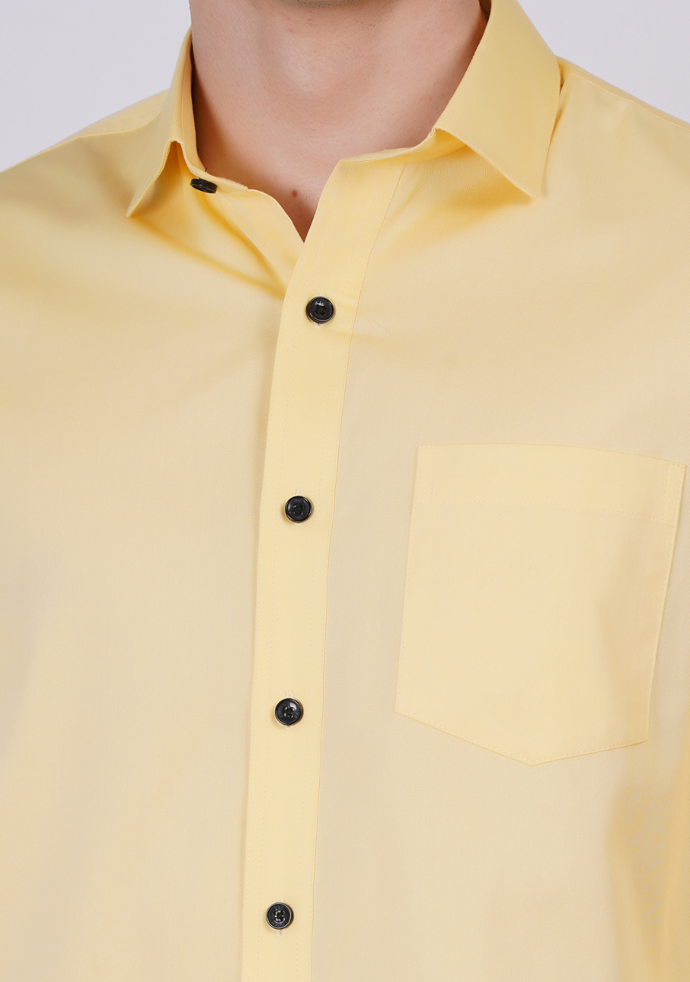 Yellow Formal Shirts For Men With Single Pocket