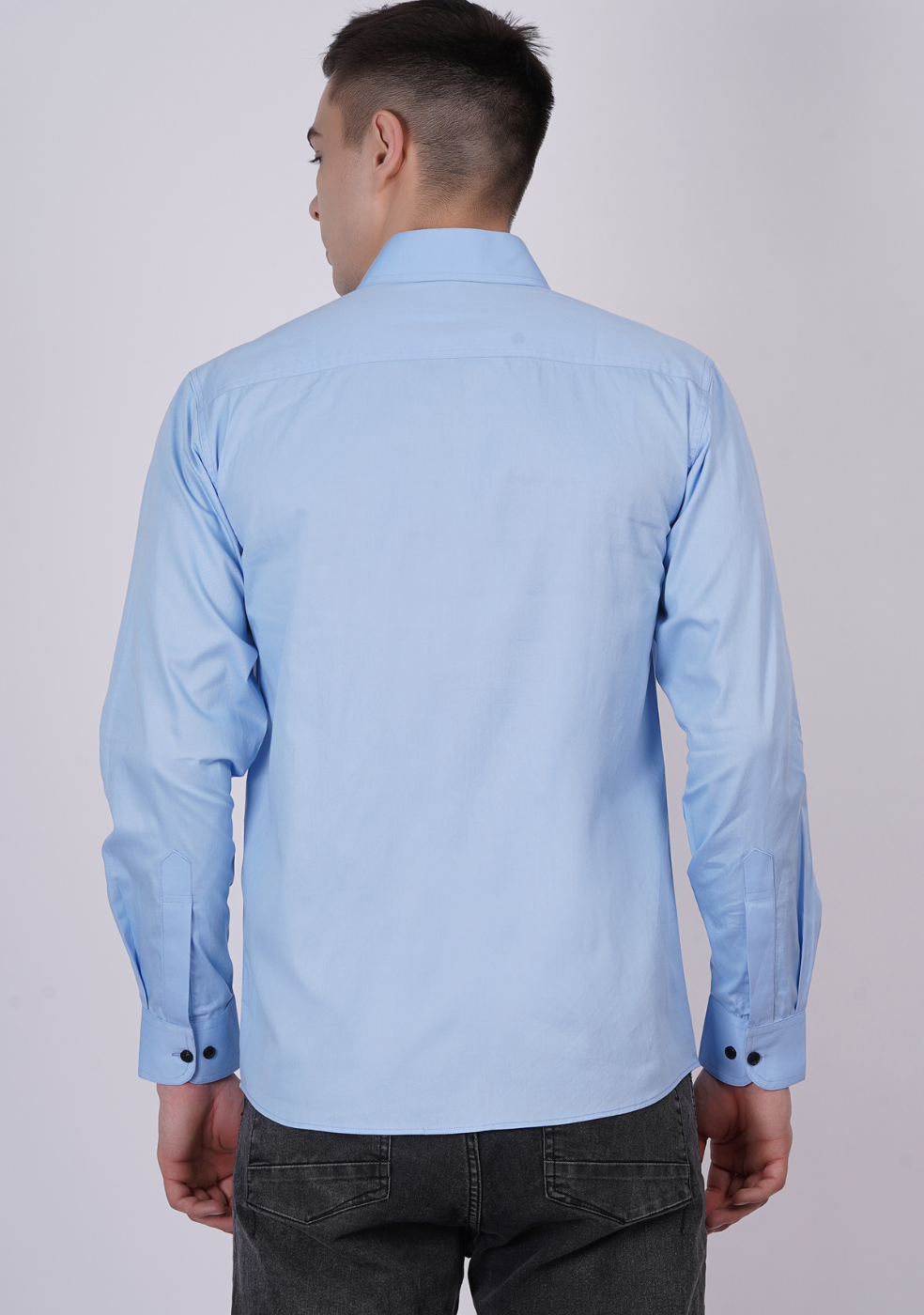 Sky-Blue Formal Shirts For Men With Single Pocket