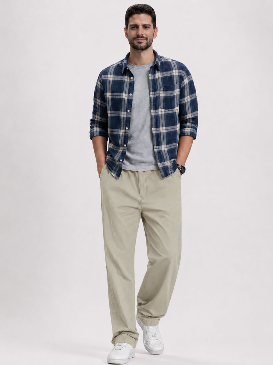 Premium Classic Cotton Trousers - Cream