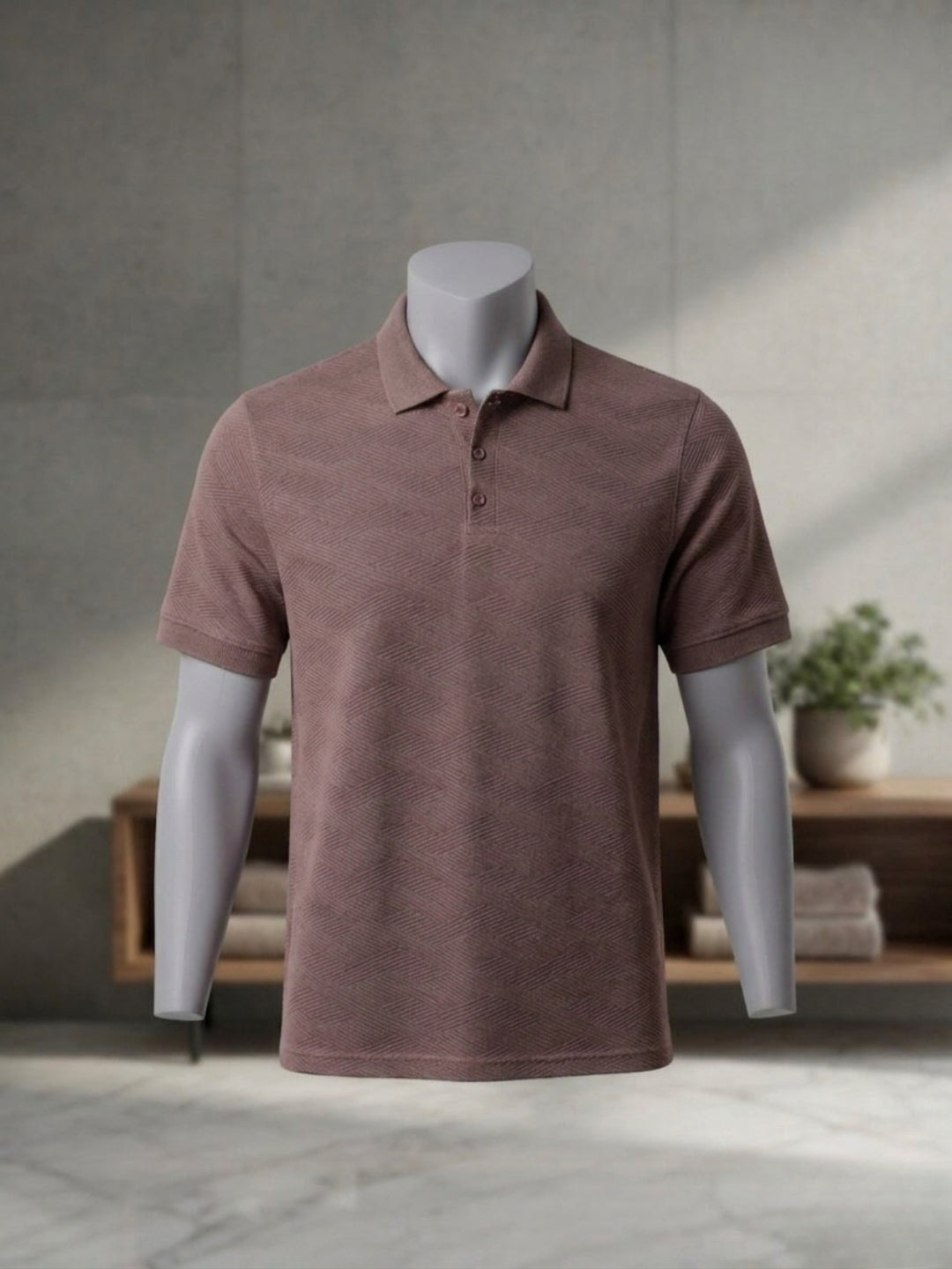 Men’s Premium Textured Polo T-Shirt L-BROWN