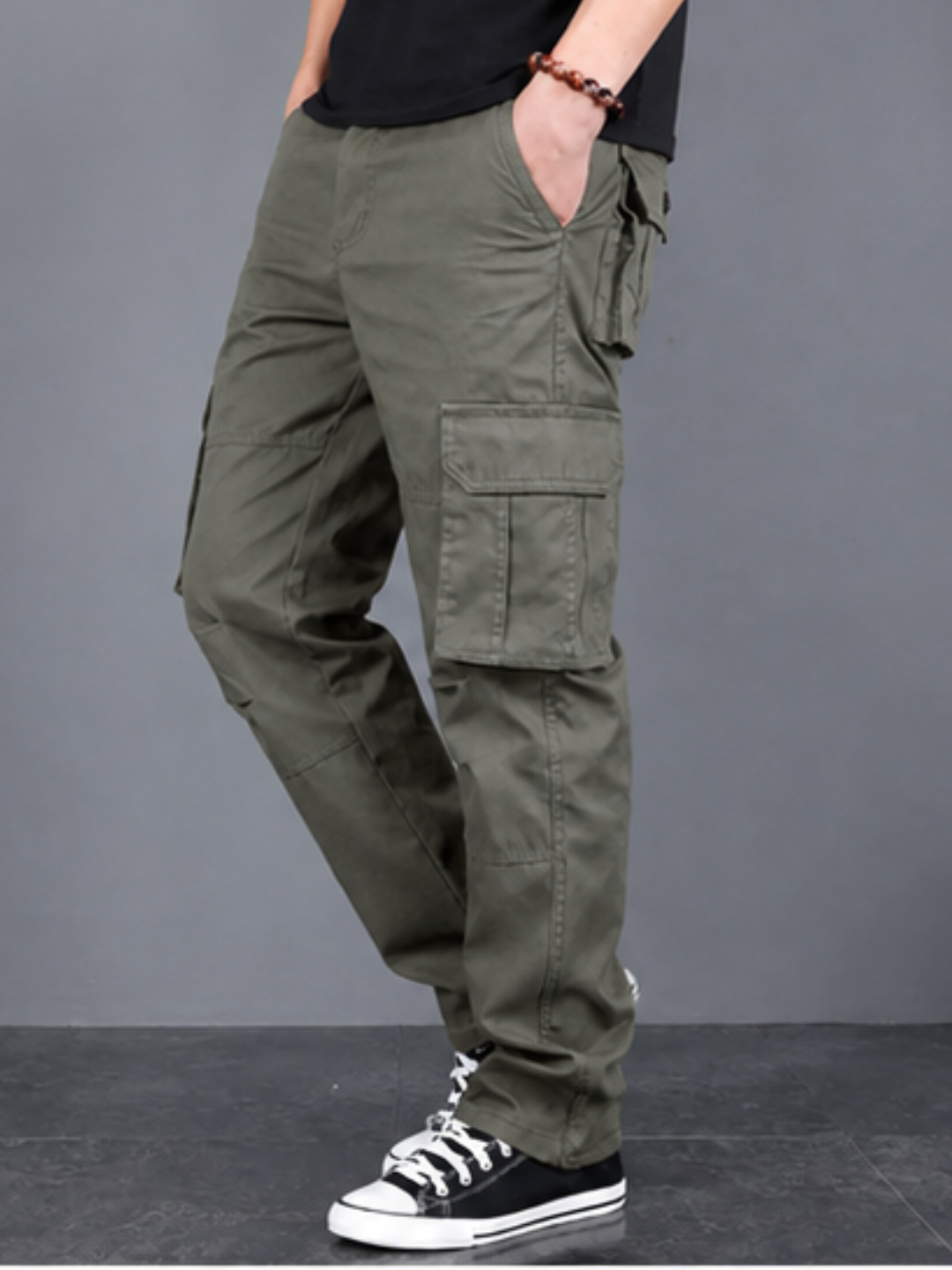 Men’s Regular Fit Cotton Cargo Pants - Gray