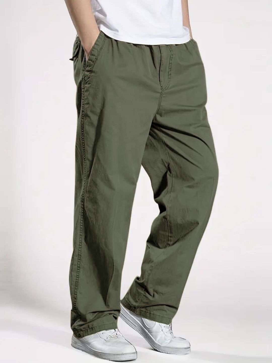 Premium Classic Cotton Trousers - Olive