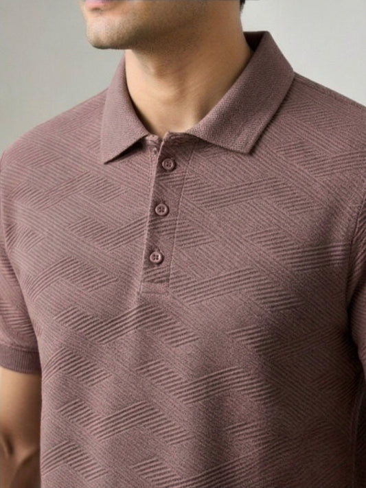 Men’s Premium Textured Polo T-Shirt L-BROWN