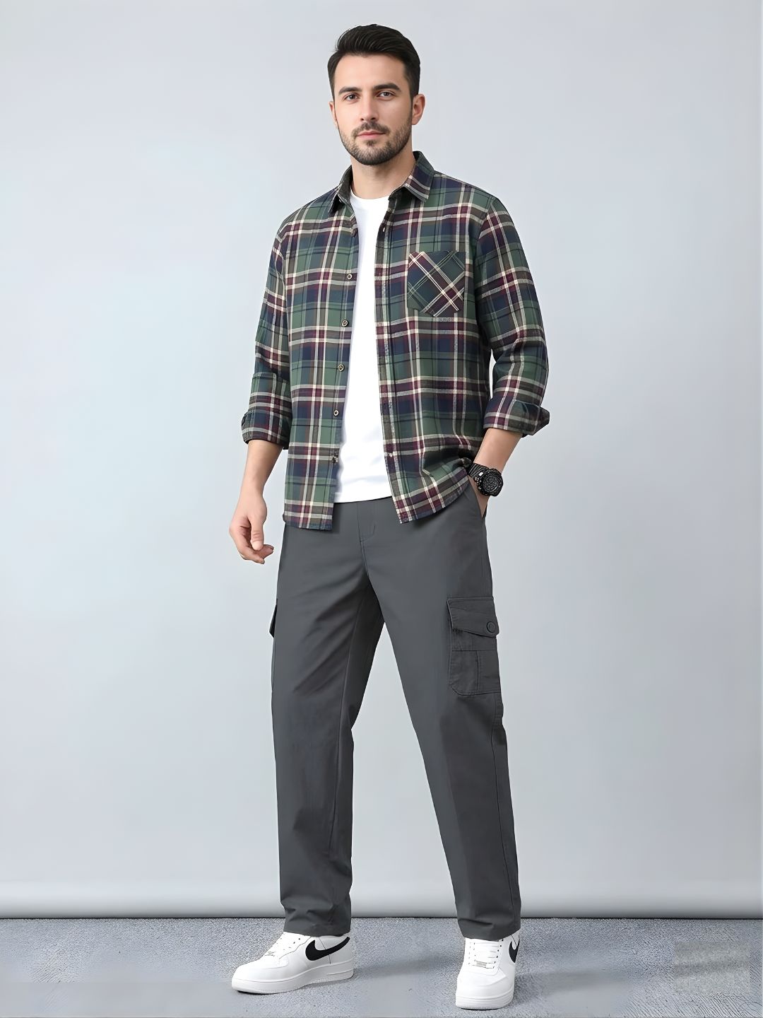 Premium Casual Cargo Trousers – Dark Gray