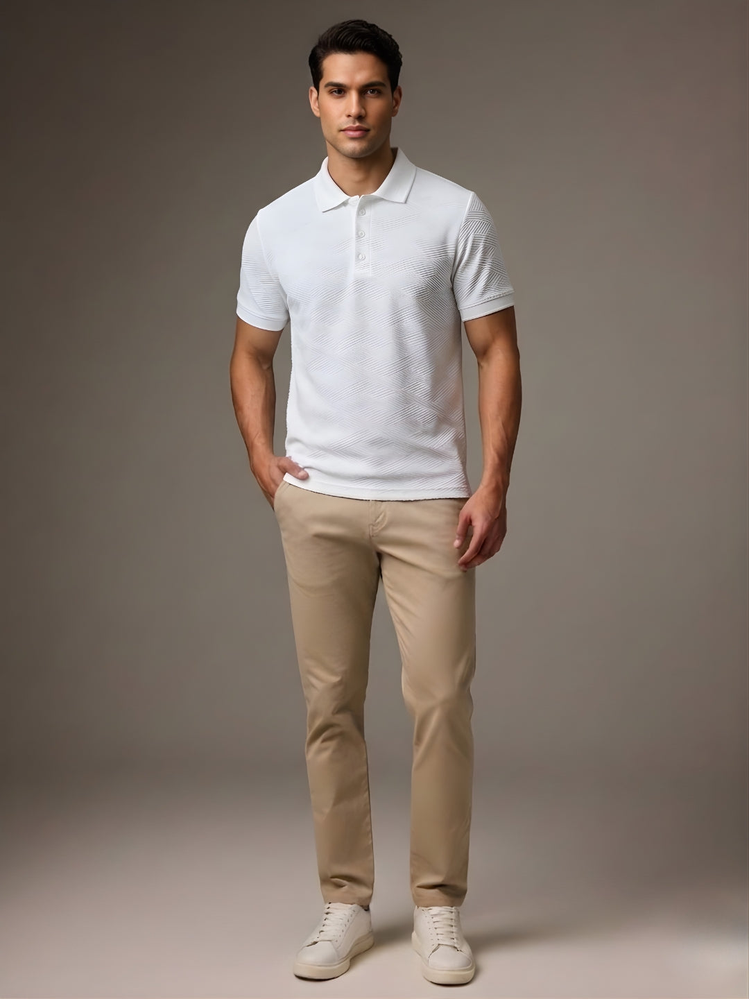 Men’s Premium Textured Polo T-Shirt White