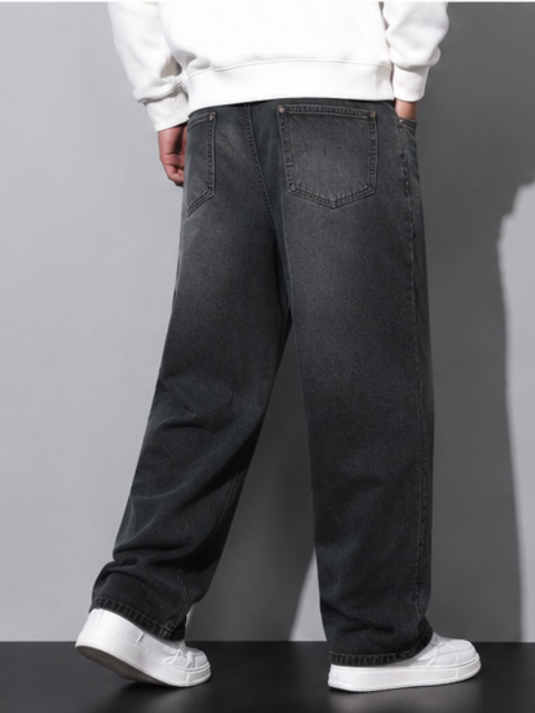 Premium Men’s Lycra Stretch Baggy Whisker Wash Denim