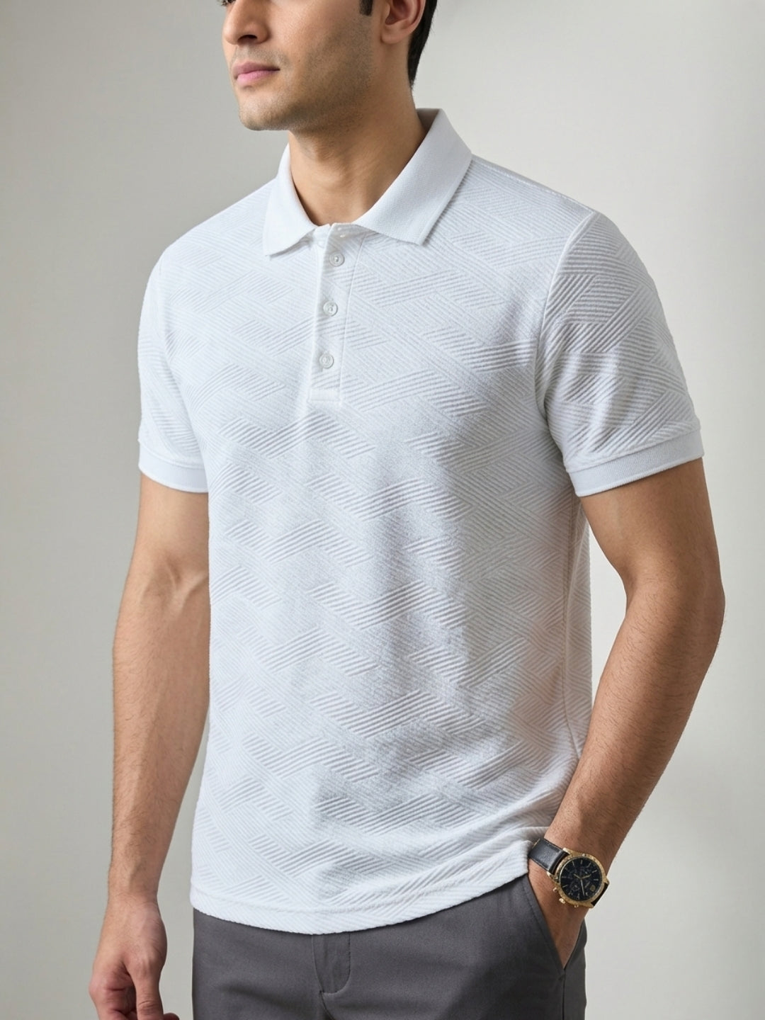 Men’s Premium Textured Polo T-Shirt White