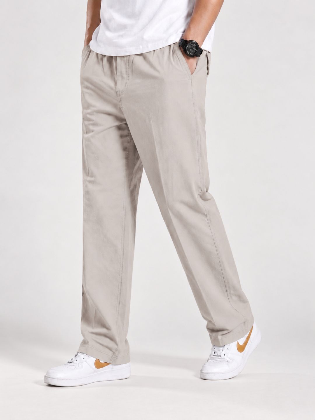 Premium Classic Cotton Trousers - Cream