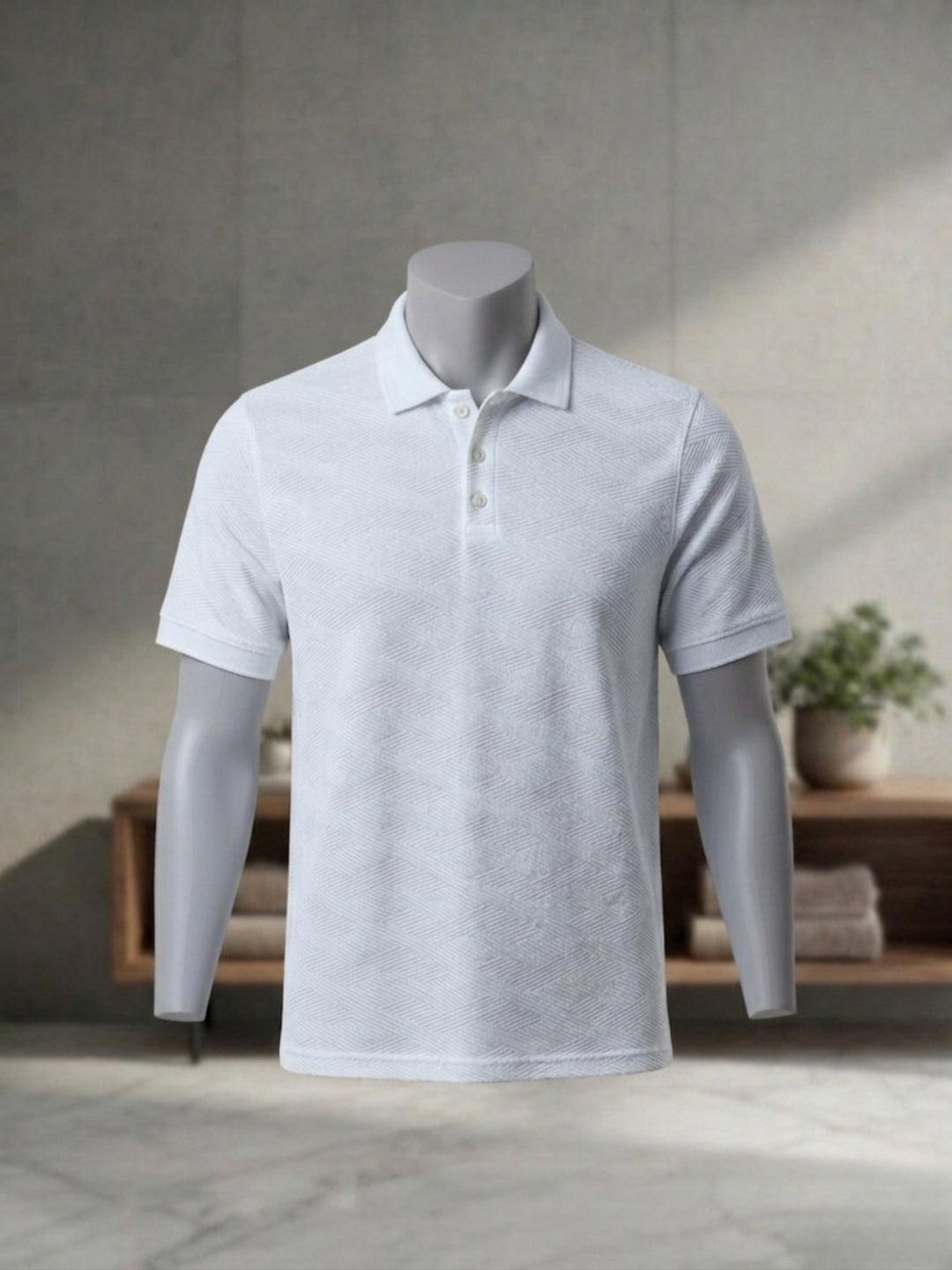 Men’s Premium Textured Polo T-Shirt White