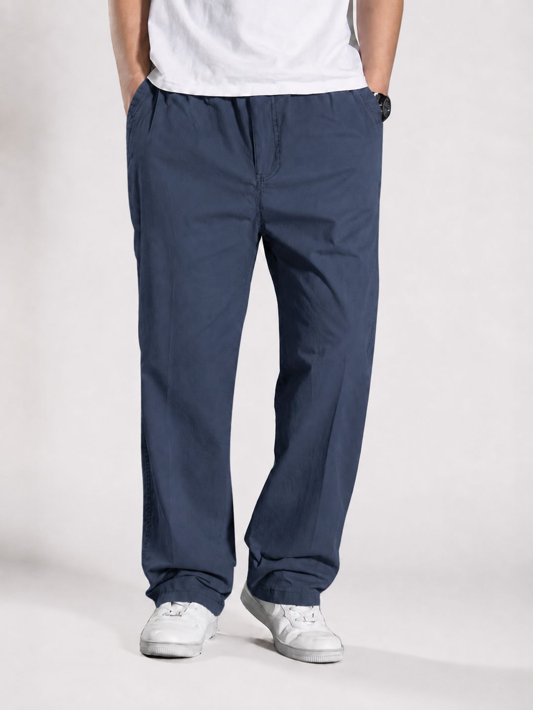 Premium Classic Cotton Trousers - NAVY BLUE