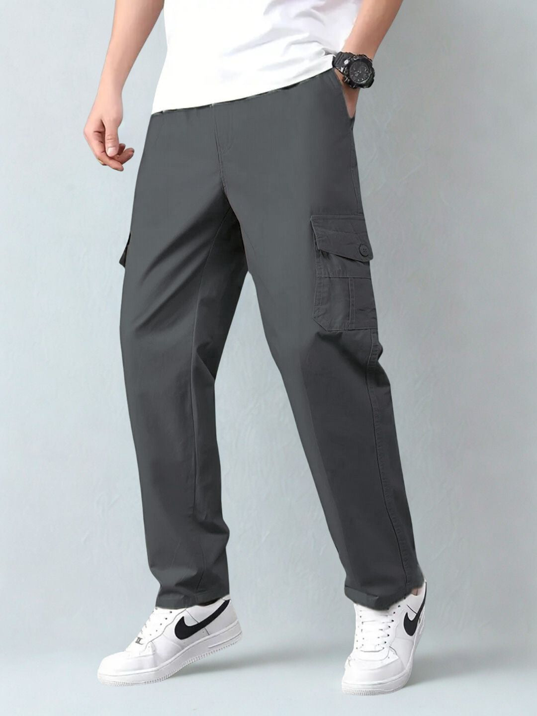 Premium Casual Cargo Trousers – Dark Gray