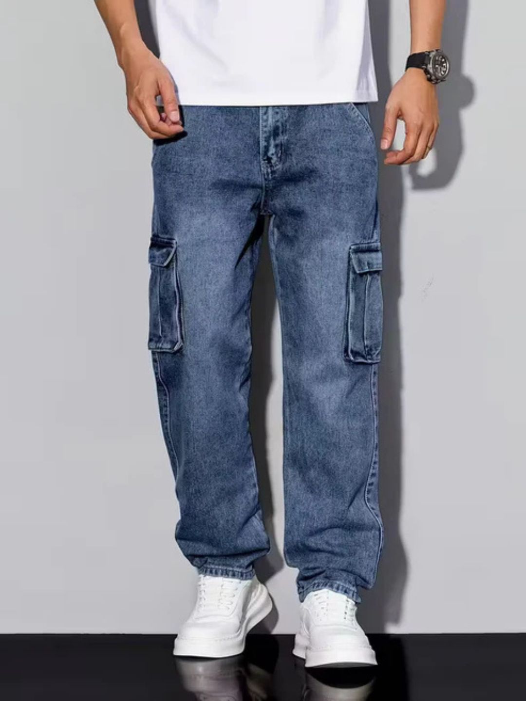 Premium Stretchable Cargo Baggy Jeans – 6 Pocket
