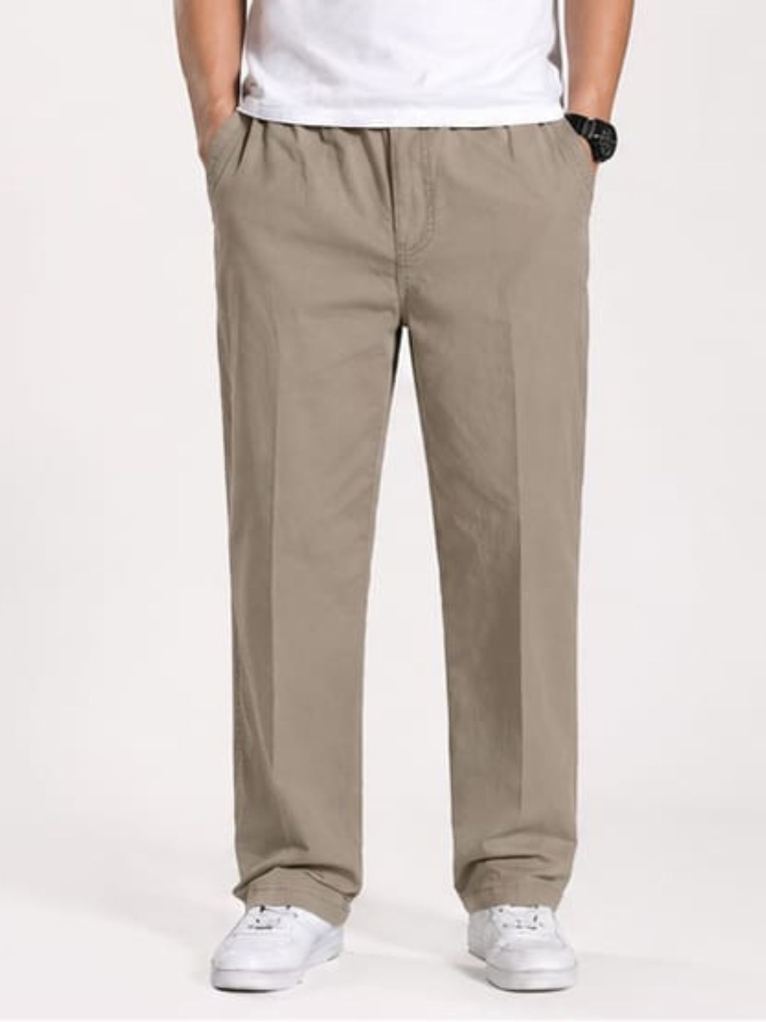 Premium Classic Cotton Trousers - L Brown
