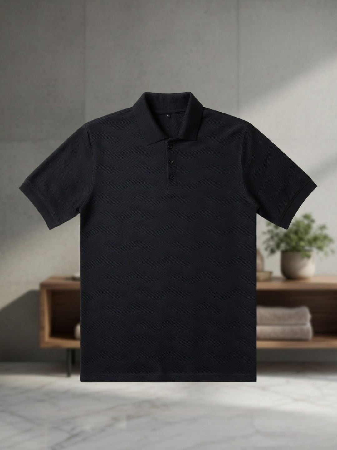 Men’s Premium Textured Polo T-Shirt BLACK