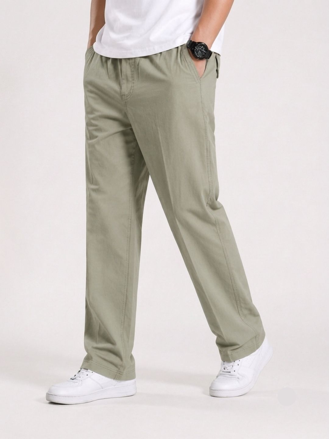 Premium Classic Cotton Trousers - Pista