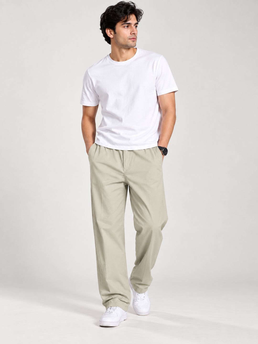 Premium Classic Cotton Trousers - Cream