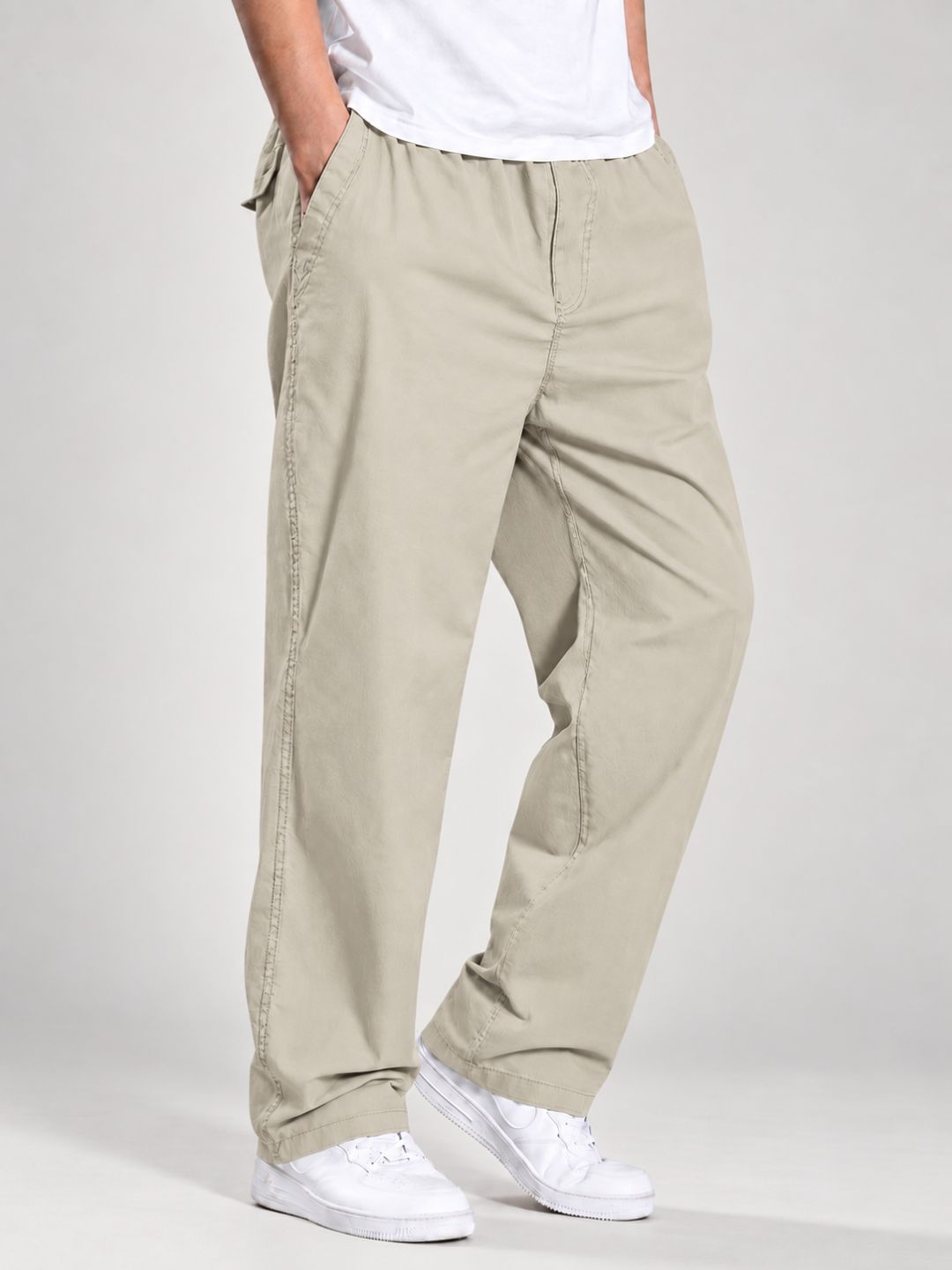 Premium Classic Cotton Trousers - Cream