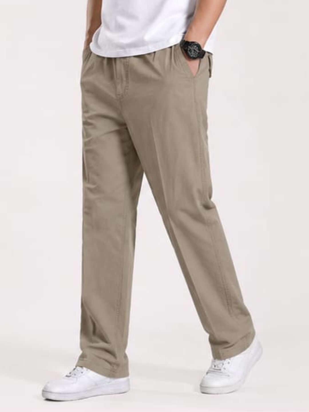 Premium Classic Cotton Trousers - L Brown