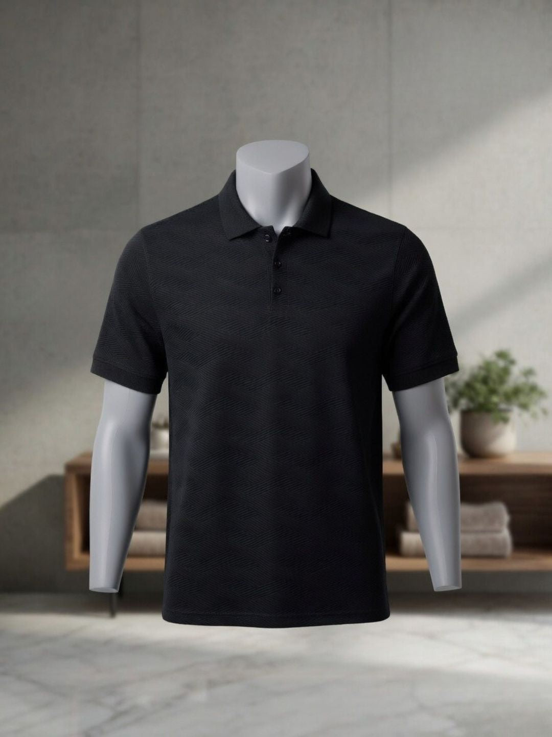 Men’s Premium Textured Polo T-Shirt BLACK