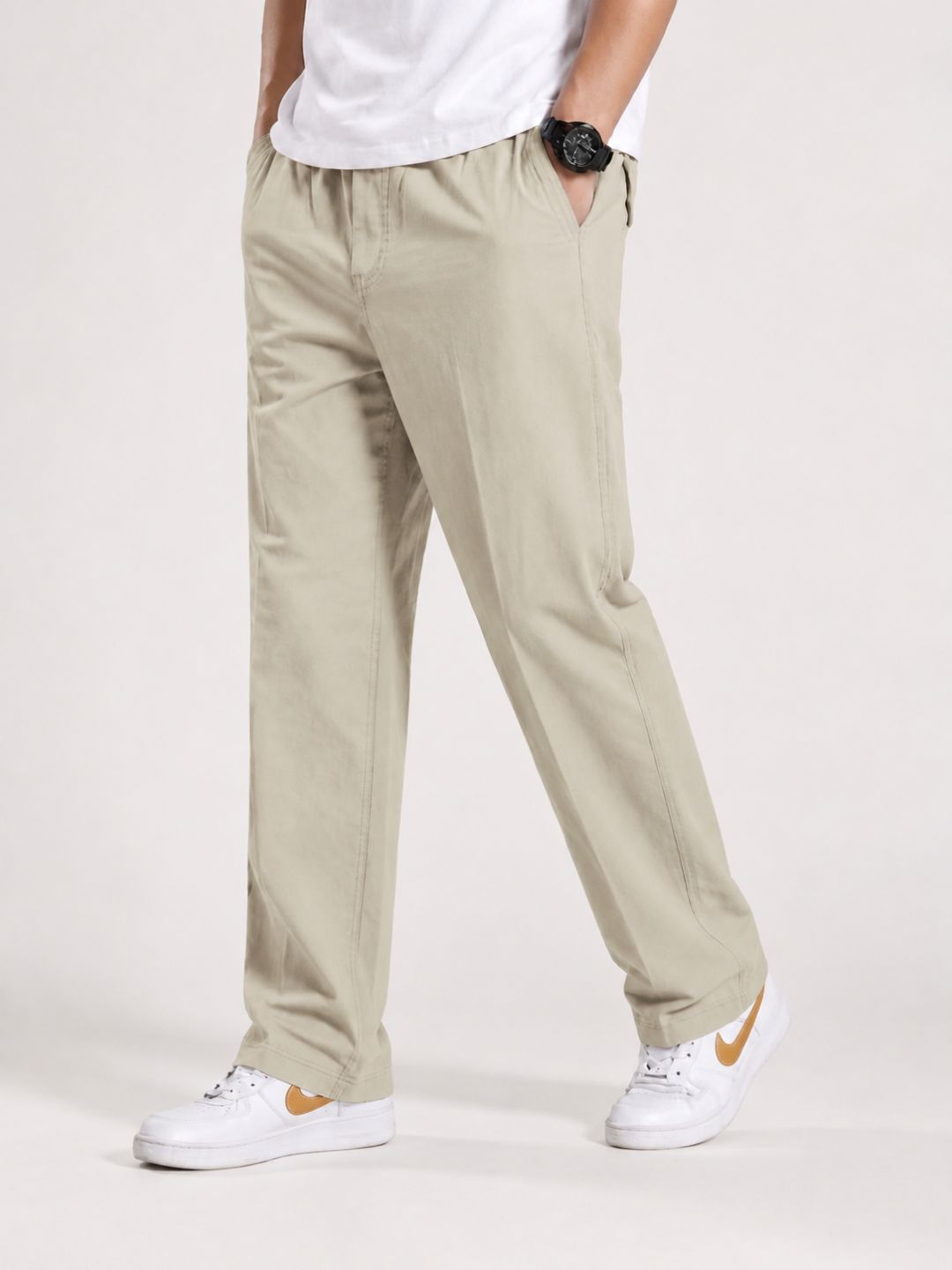 Premium Classic Cotton Trousers - Cream