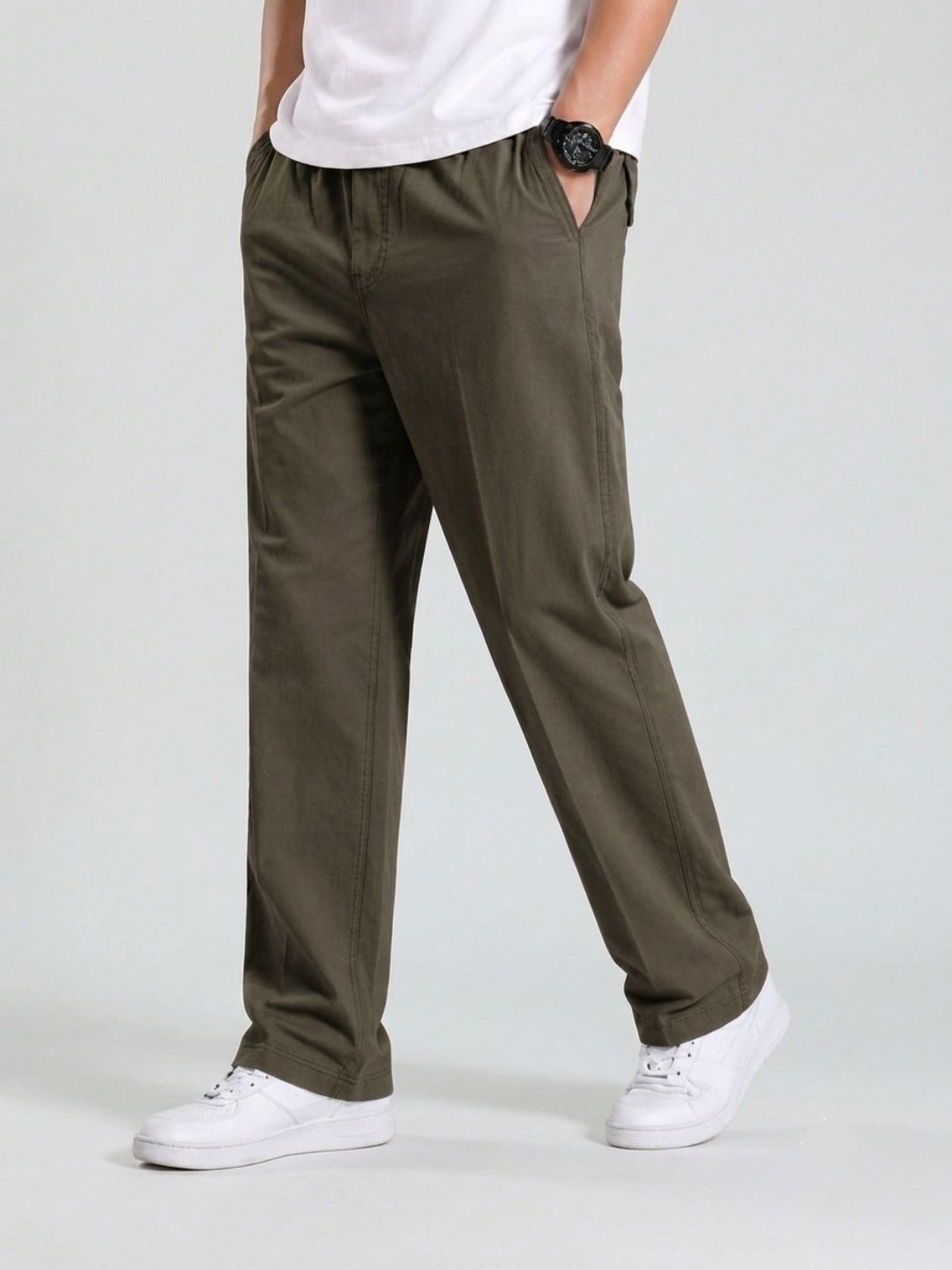 Premium Men’s Cotton Pants Lycra - Coffee