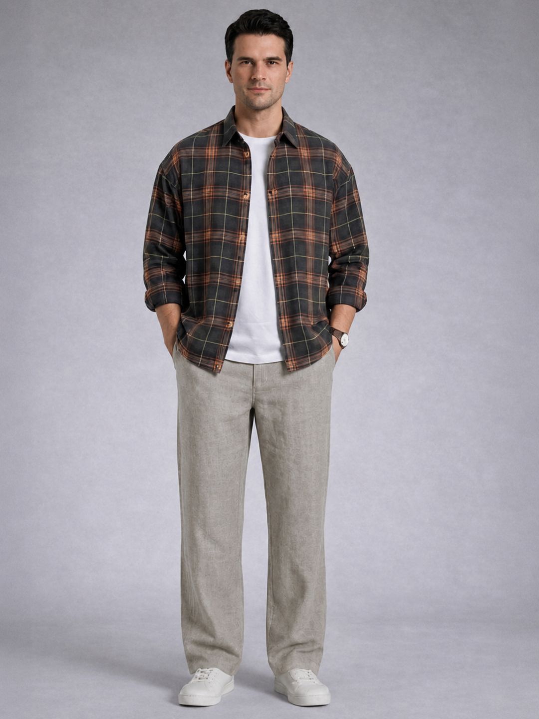 Premium Linen Cargo Pants for Men - LGray
