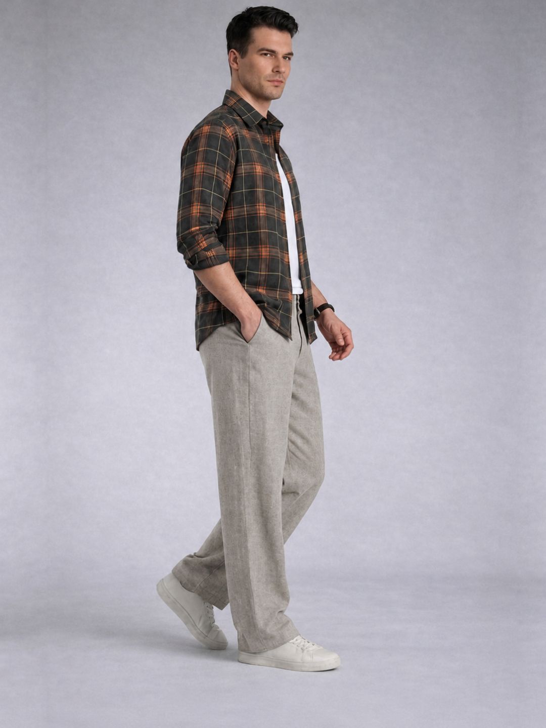 Premium Linen Cargo Pants for Men - LGray