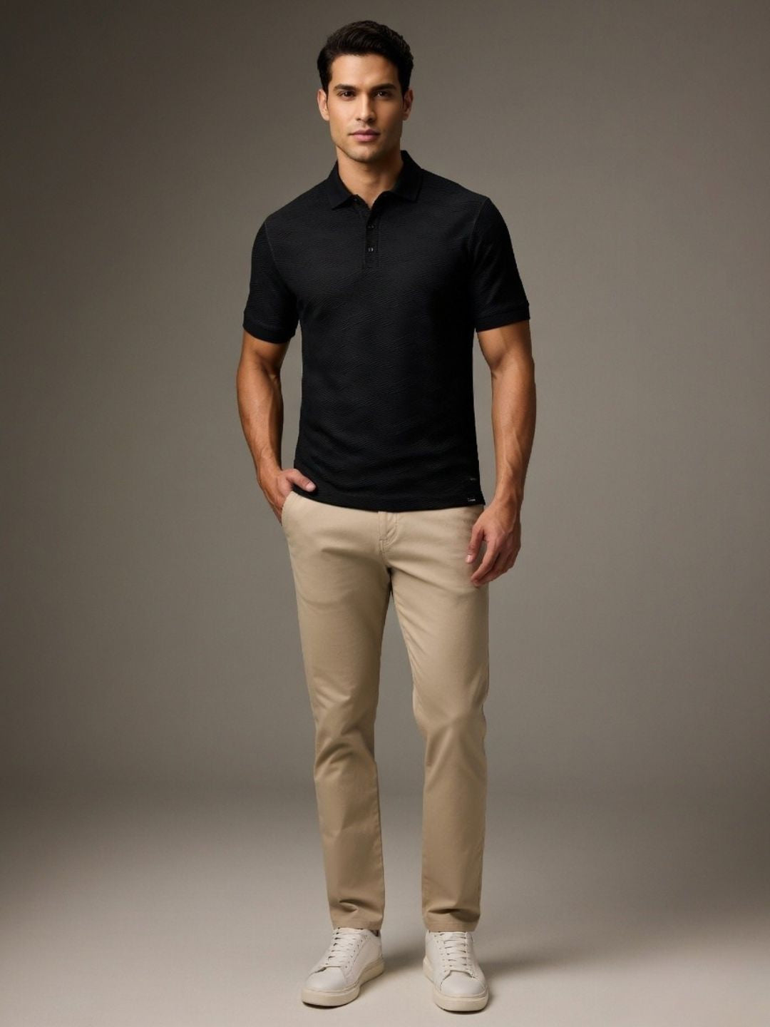 Men’s Premium Textured Polo T-Shirt BLACK