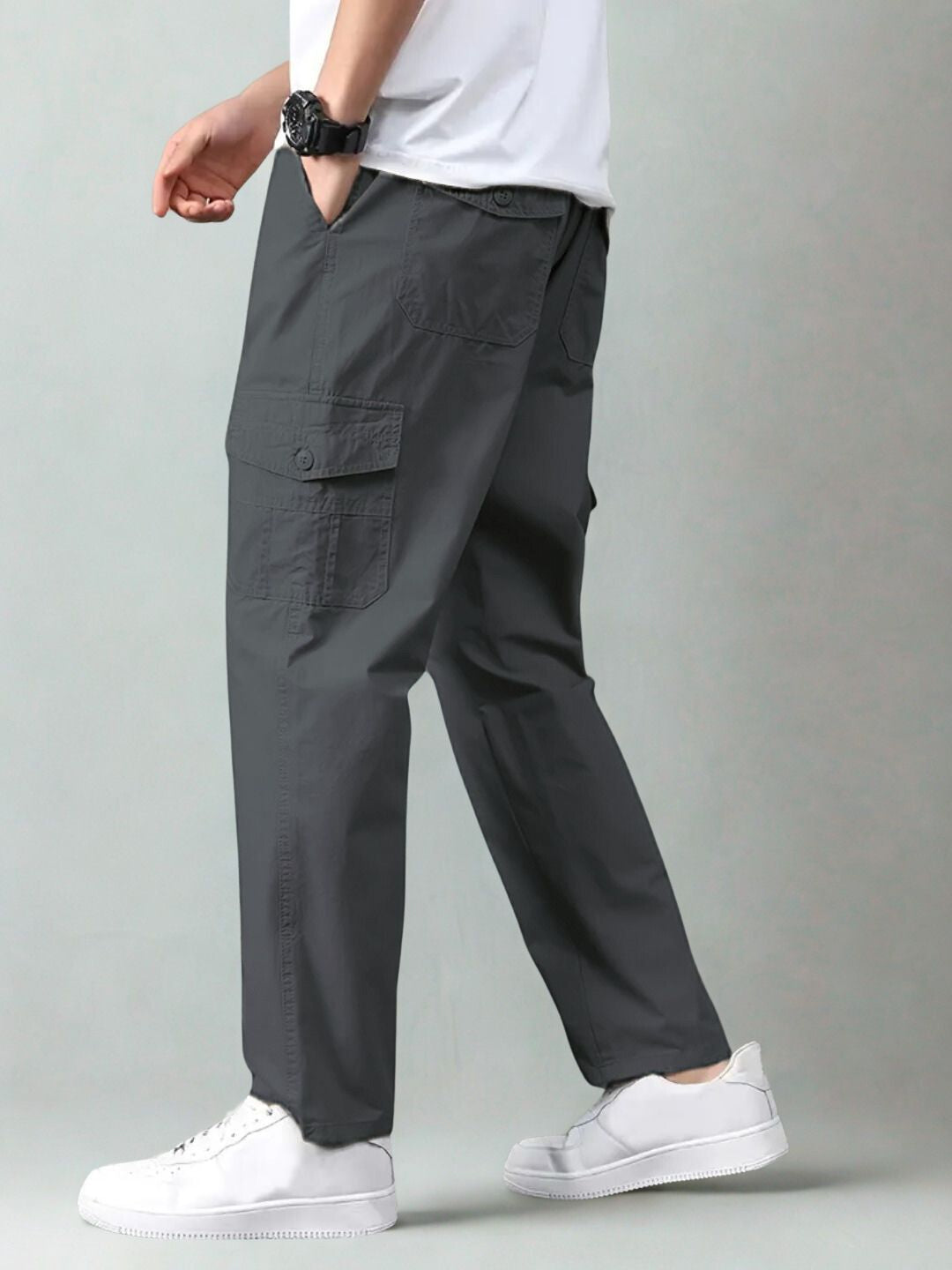 Premium Casual Cargo Trousers – Dark Gray