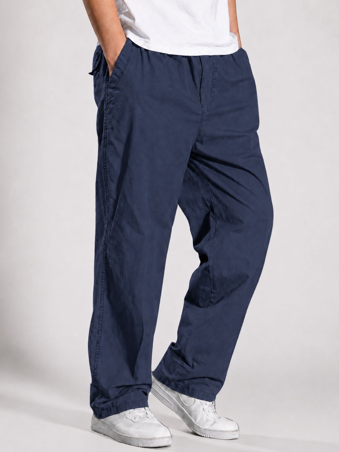 Premium Classic Cotton Trousers - NAVY BLUE