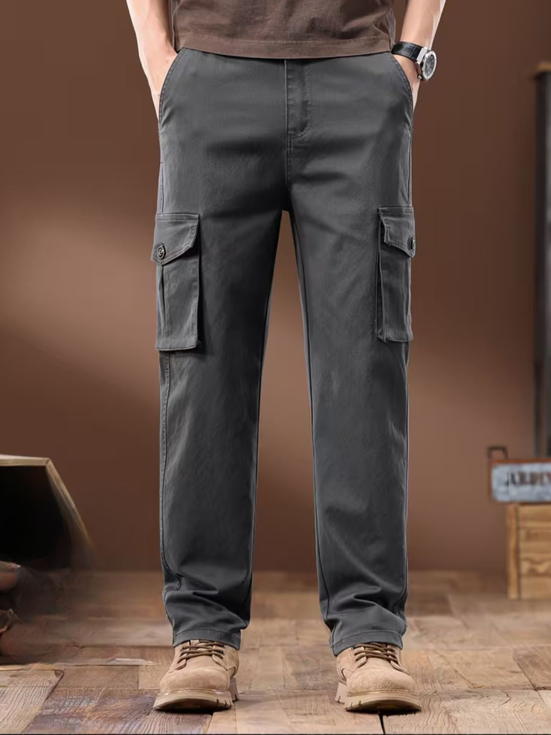 Men'S Slim-Fit Business Casual Pants - Solid Color